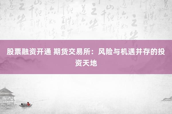 股票融资开通 期货交易所：风险与机遇并存的投资天地